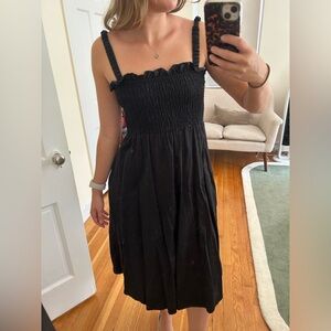 Topshop Black Smocked Midi Dress